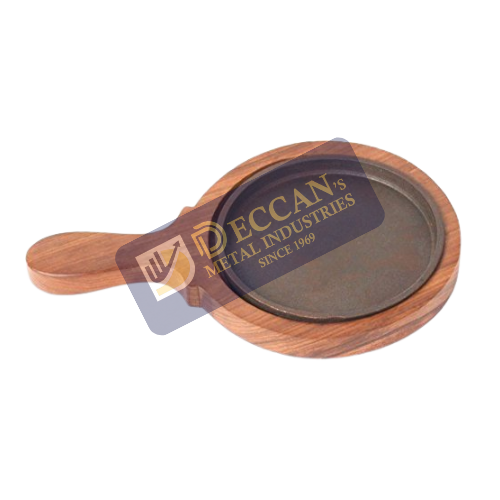 Sizzler Round with Handle 4.75" Wood 5.75" DHS548